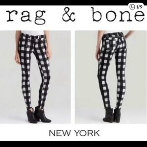 rag & bone Black and White Buffalo Check Skinny Jeans